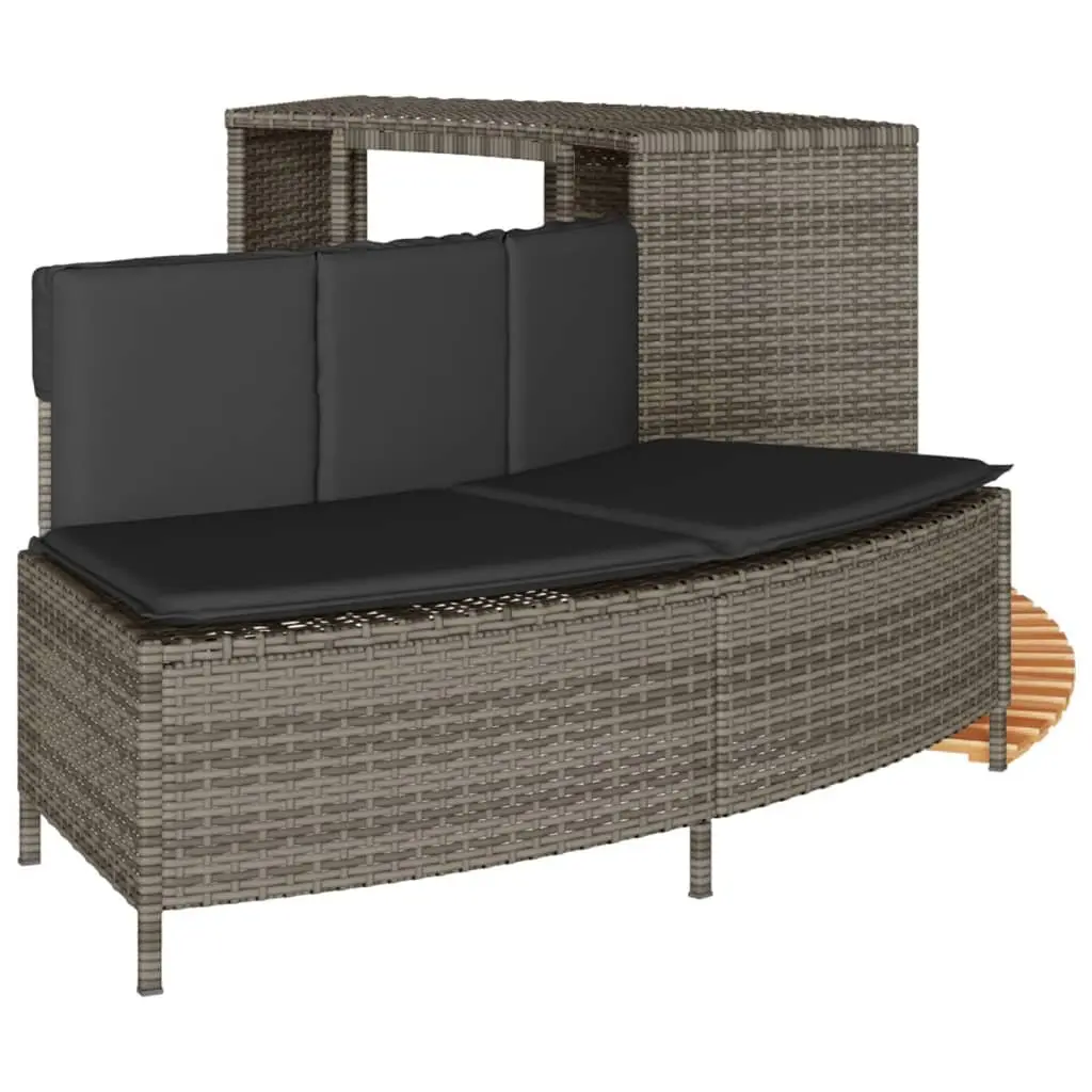 Hot Tub Surround Grey Poly Rattan Spa Storage Rack Step Garden Bench Outdoor