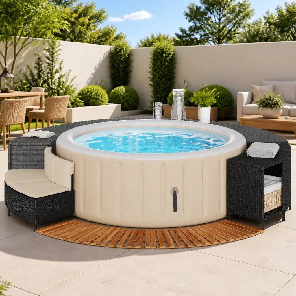 Hot Tub Surround with Storage and Bench