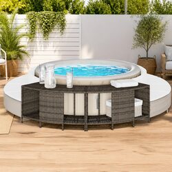 Friendly and Functional Outdoor Storage Shelves for Hot Tubs