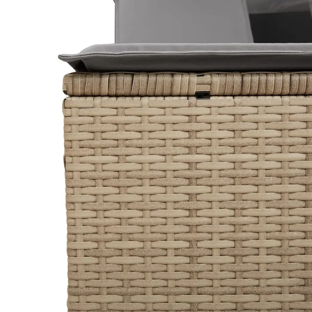 Double Sun Lounger Canopy Adjustable Backrest Cushions Beige