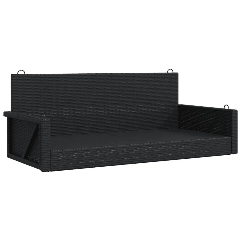 Outdoor Swing Bench Black Poly Rattan 119 x 56 x 48 cm
