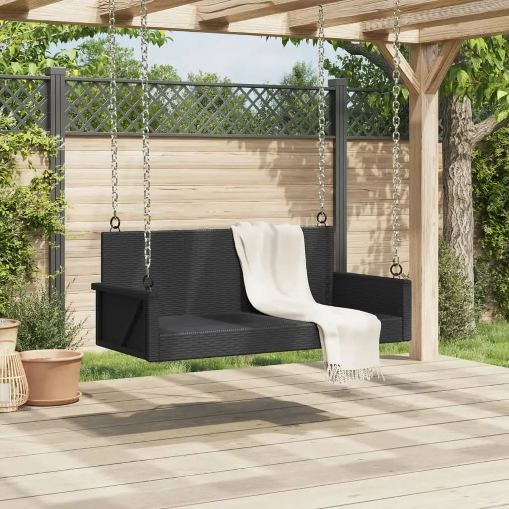 Outdoor Swing Bench Black Poly Rattan 119 x 56 x 48 cm