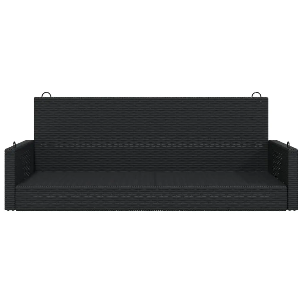 Outdoor Swing Bench Black Poly Rattan 119 x 56 x 48 cm