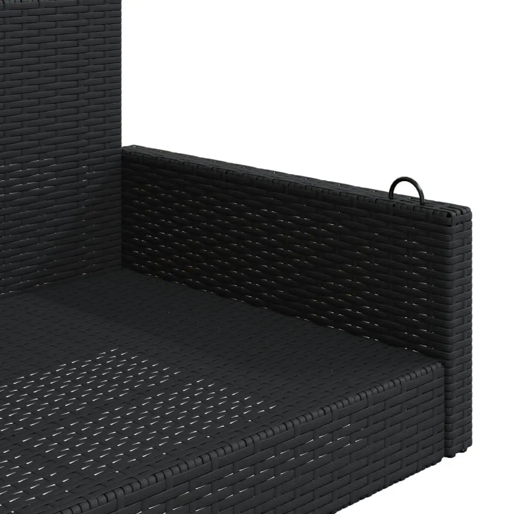Outdoor Swing Bench Black Poly Rattan 119 x 56 x 48 cm
