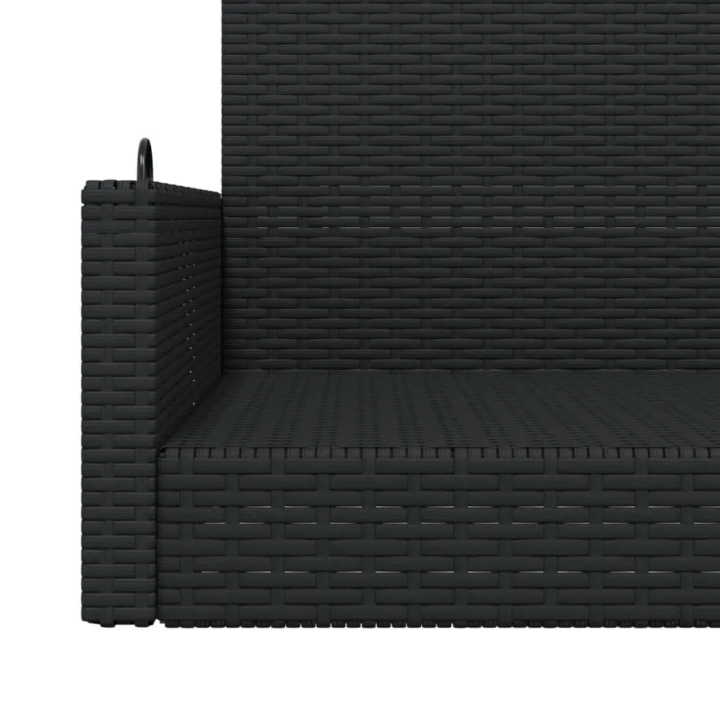 Outdoor Swing Bench Black Poly Rattan 119 x 56 x 48 cm