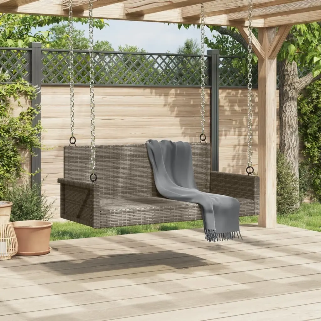 Outdoor Swing Bench Grey Garden Furniture Hanging Seat Poly Rattan Patio Relax