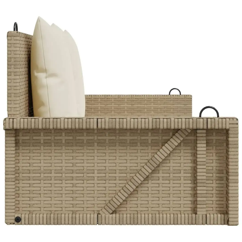 Swing Bench Outdoor Garden Seating Poly Rattan Beige with Cushions 119 x 56 x 48 cm