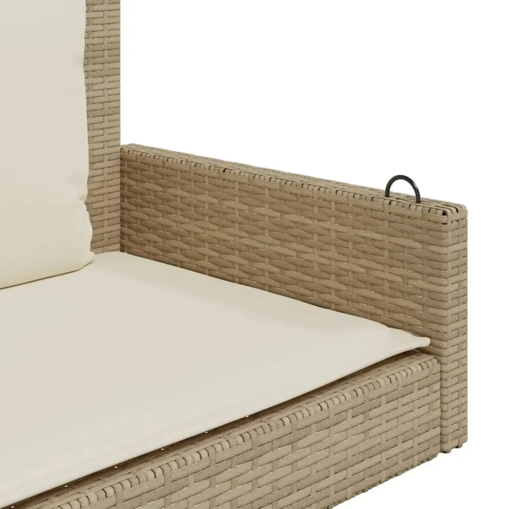 Swing Bench Outdoor Garden Seating Poly Rattan Beige with Cushions 119 x 56 x 48 cm