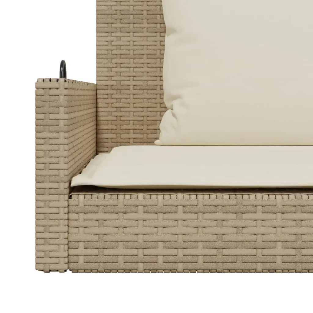 Swing Bench Outdoor Garden Seating Poly Rattan Beige with Cushions 119 x 56 x 48 cm
