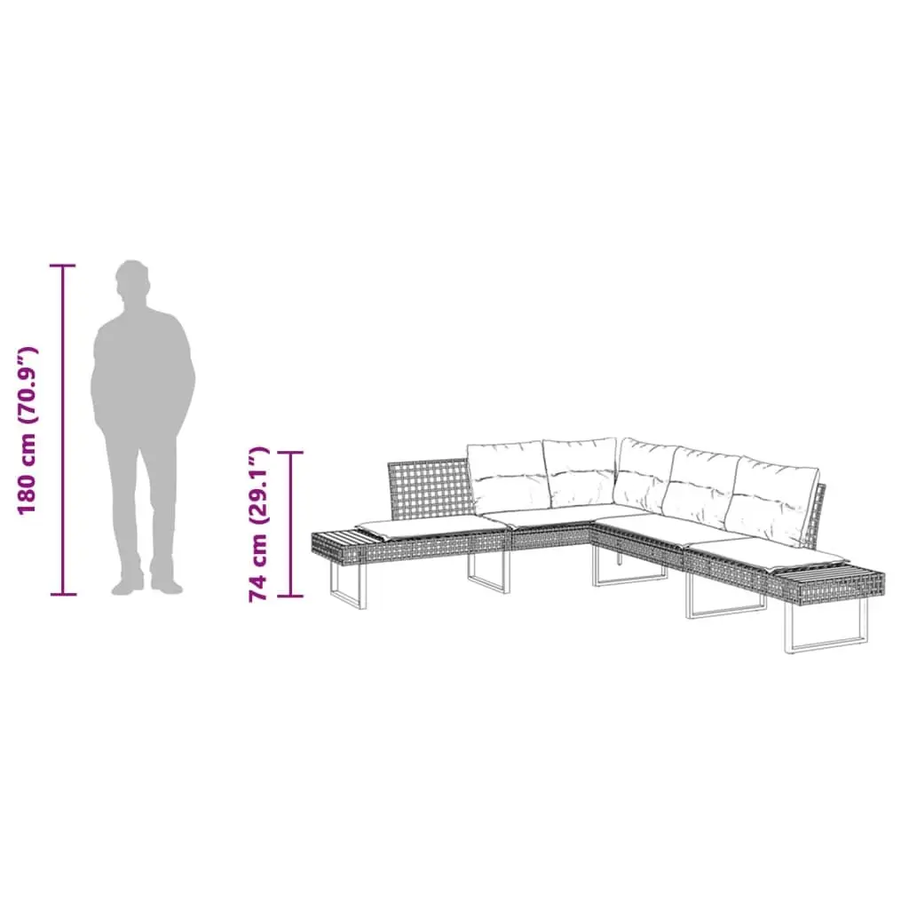 L-Shaped Garden Sofa with Cushions