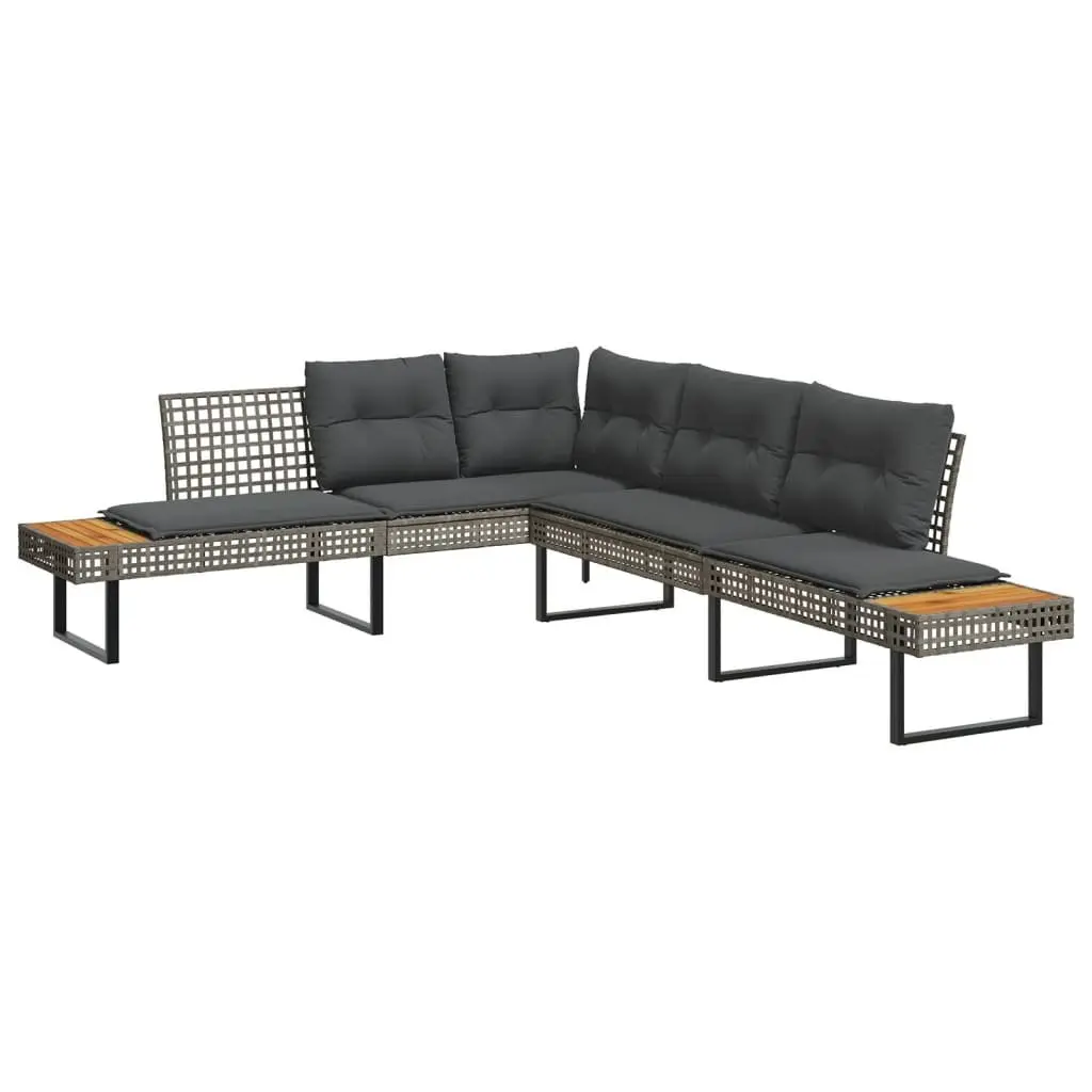 L-Shaped Garden Sofa Set in Grey