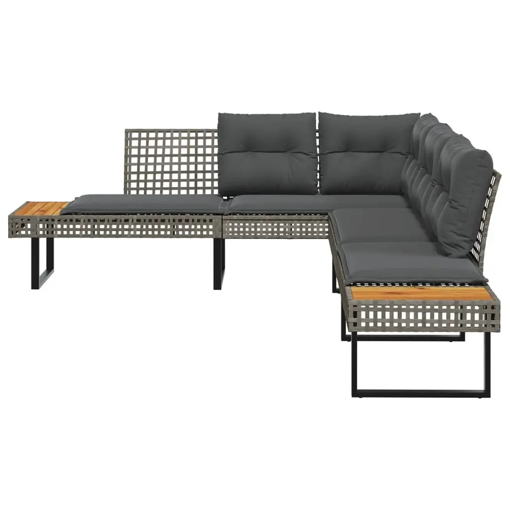 L-Shaped Garden Sofa Set in Grey