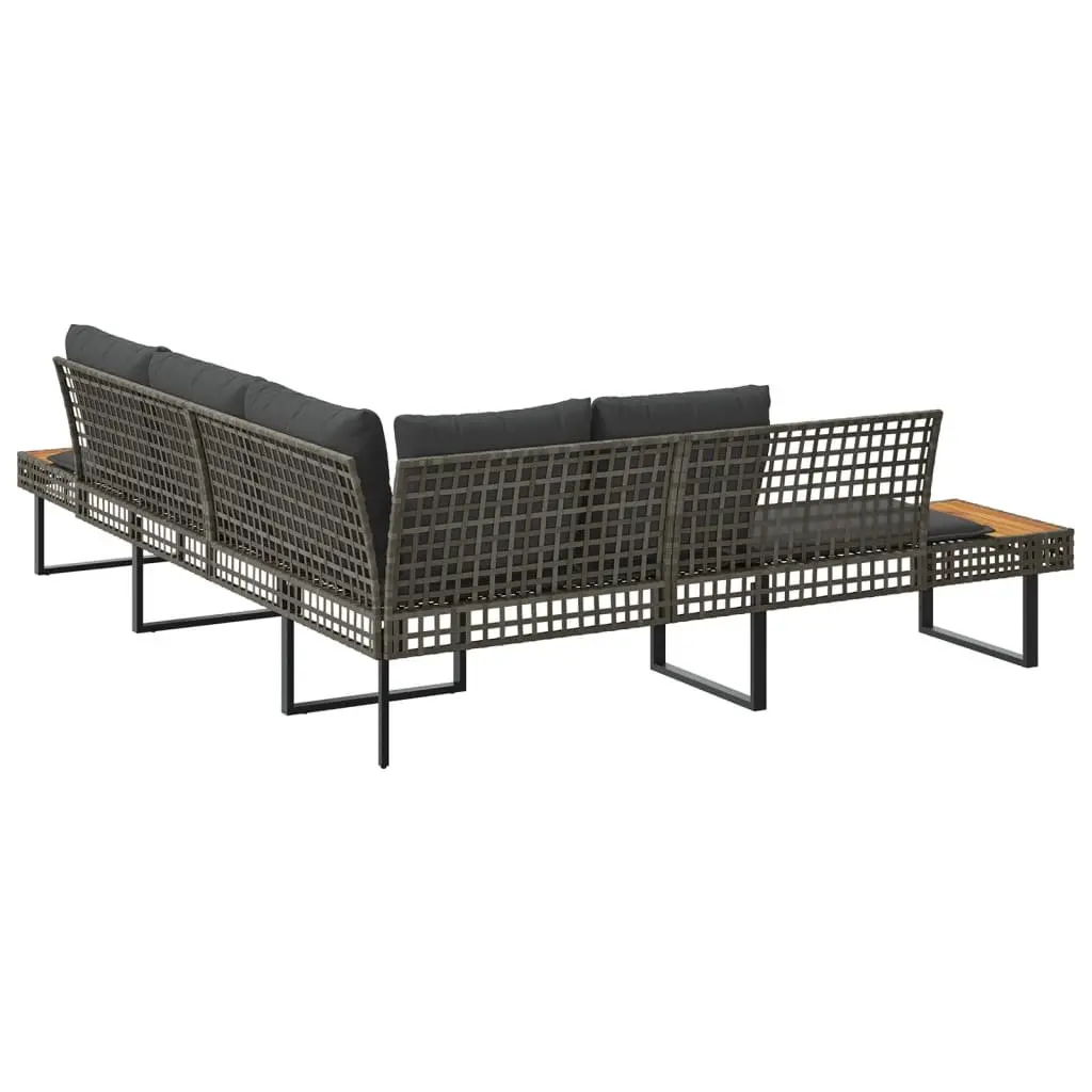 L-Shaped Garden Sofa Set in Grey