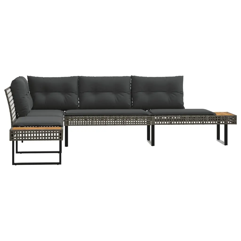 L-Shaped Garden Sofa Set in Grey
