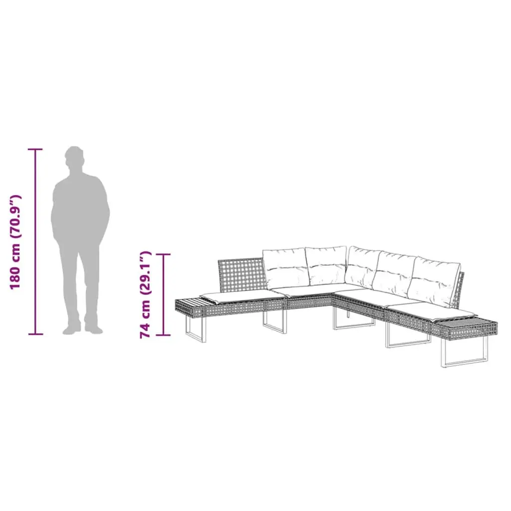 L-Shaped Garden Sofa Set in Grey