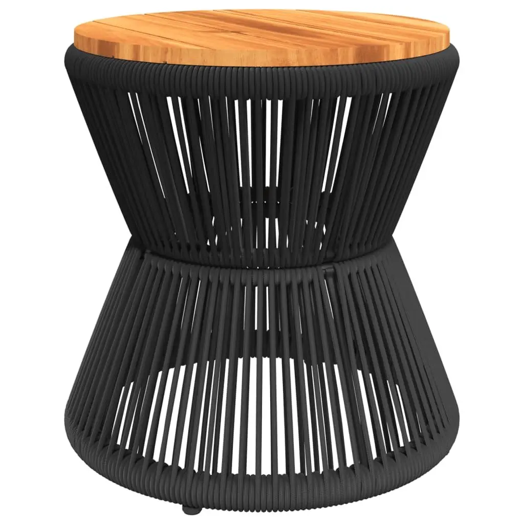 Coffee Table with Wire Base Black Round Ø 45x44 cm Acacia Wood Living Room