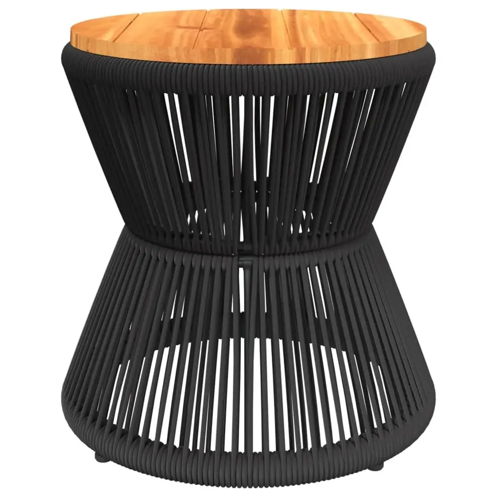 Coffee Table with Wire Base Black Round Ø 45x44 cm Acacia Wood Living Room