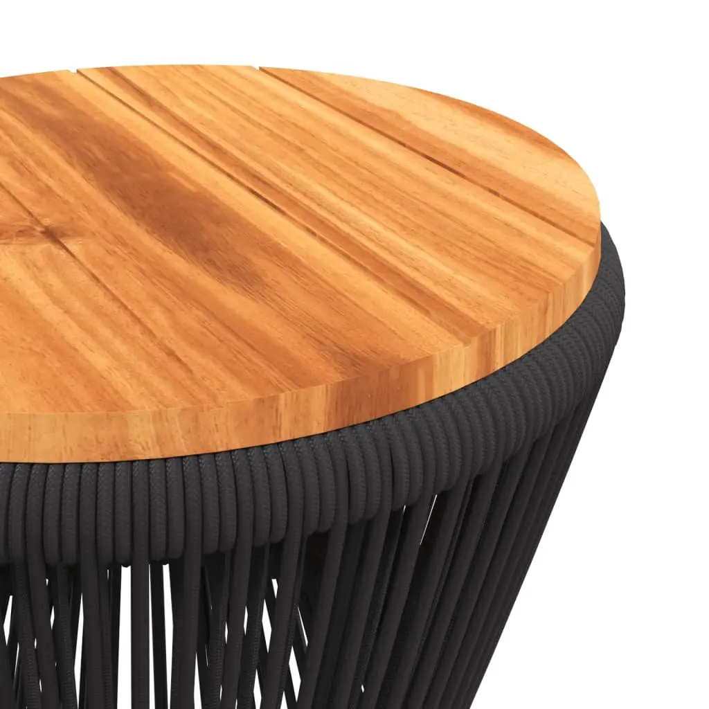 Coffee Table with Wire Base Black Round Ø 45x44 cm Acacia Wood Living Room