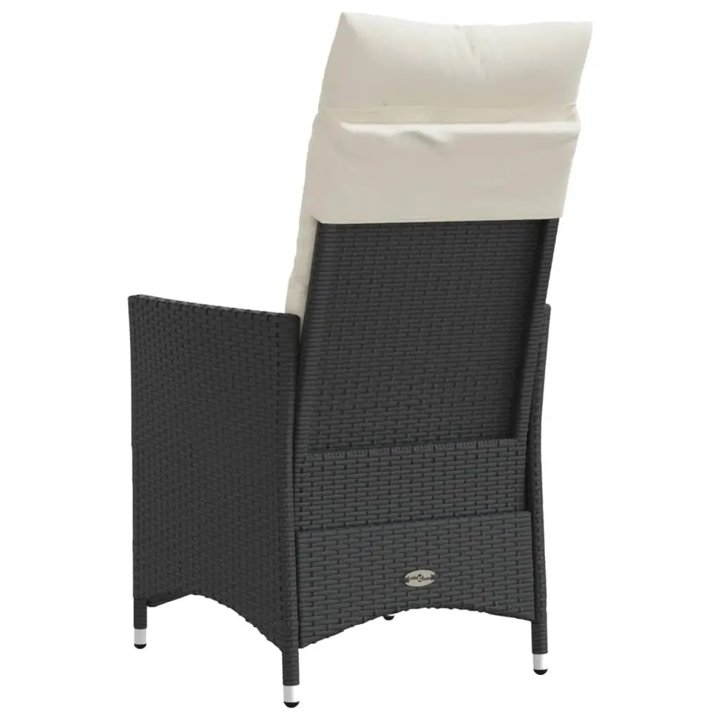 Outdoor Reclining Chair Black Poly Rattan with Cushions Adjustable Backrest