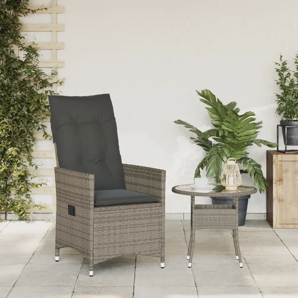 Reclining Garden Chair Adjustable Backrest Grey