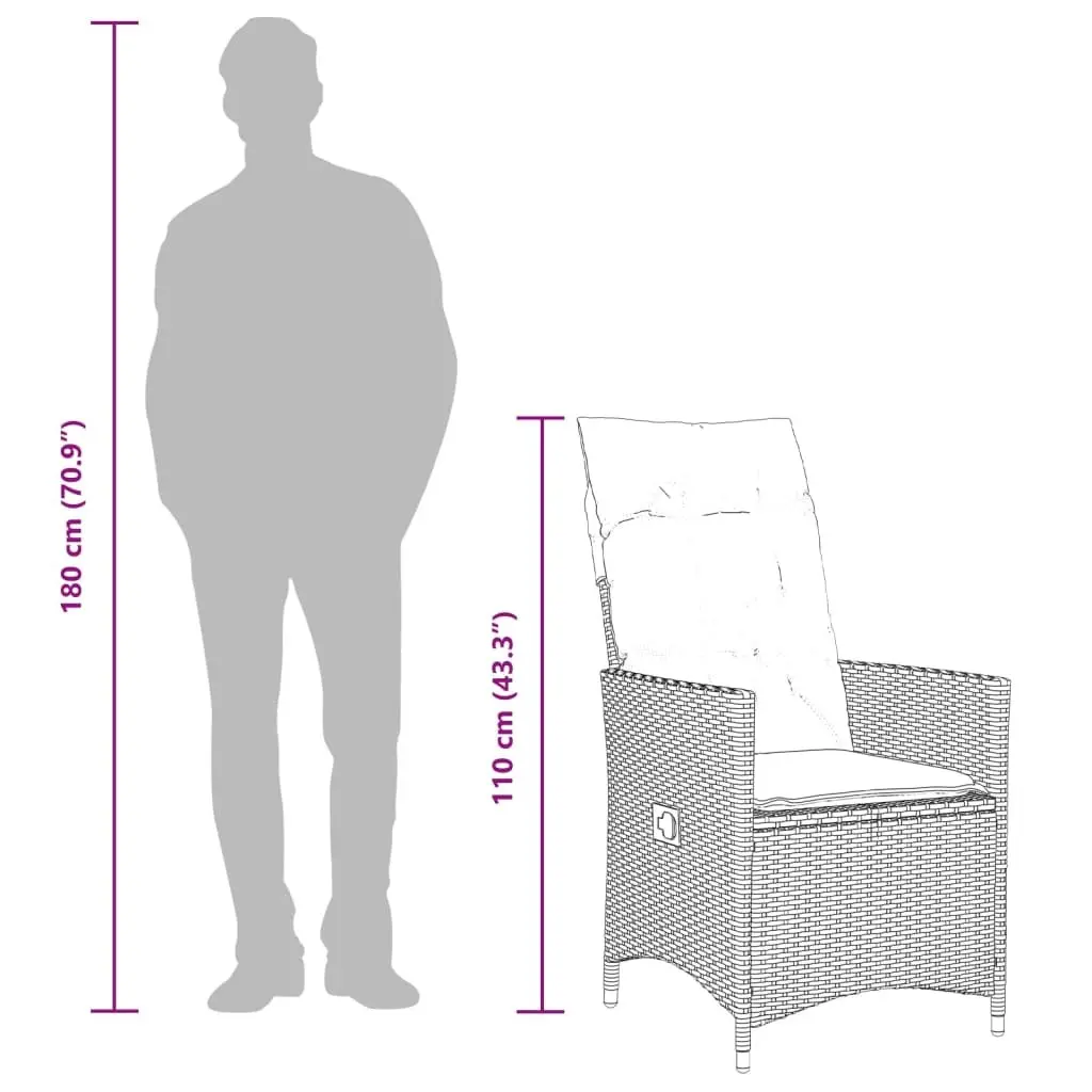 Reclining Garden Chair Adjustable Backrest Grey