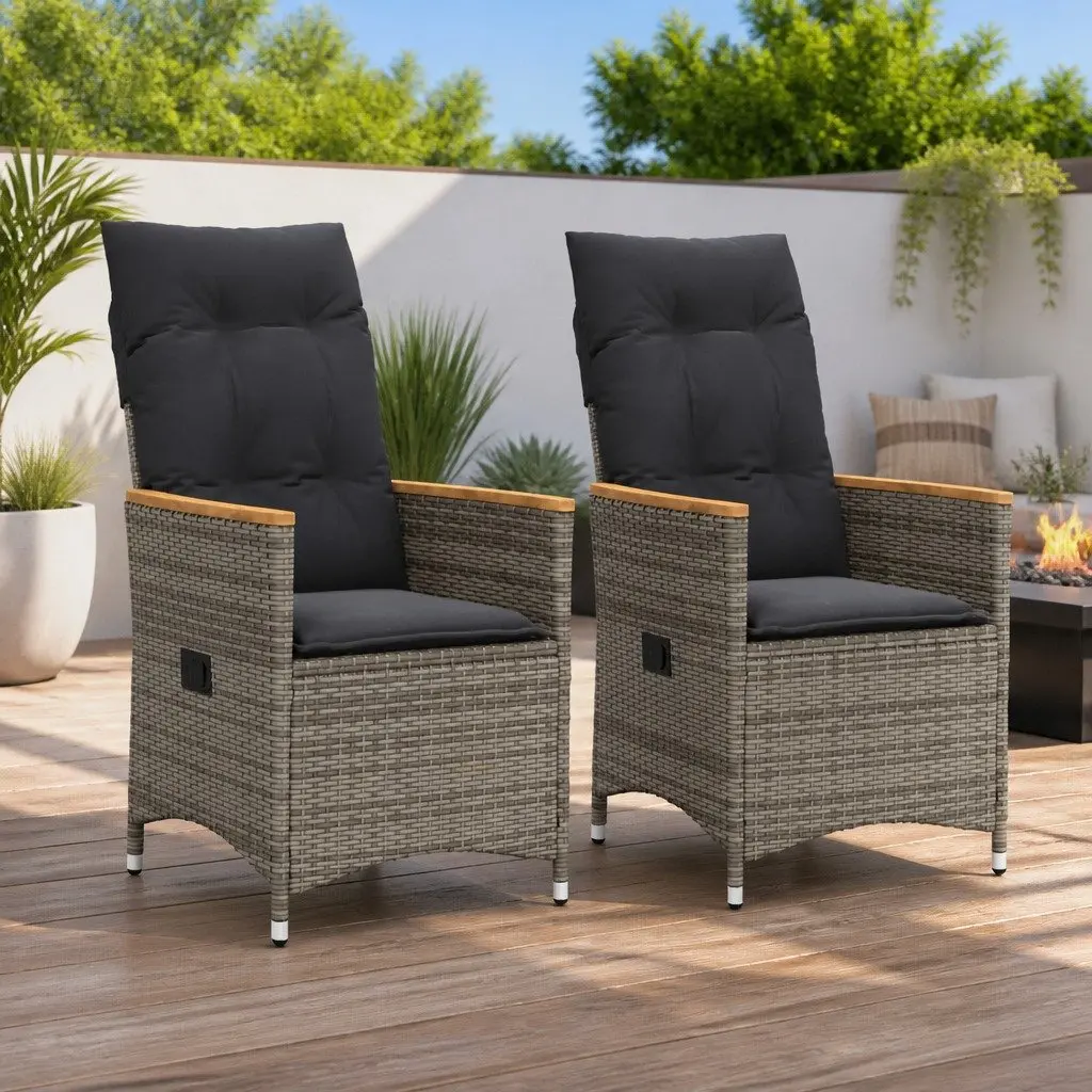 Garden Chairs in Grey Rattan