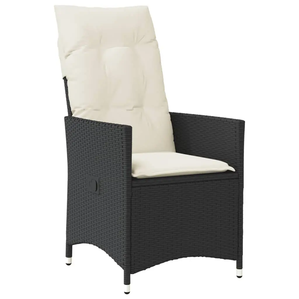 Bistro Set 3 Piece Outdoor Furniture PE Rattan Adjustable Backrest Cushions