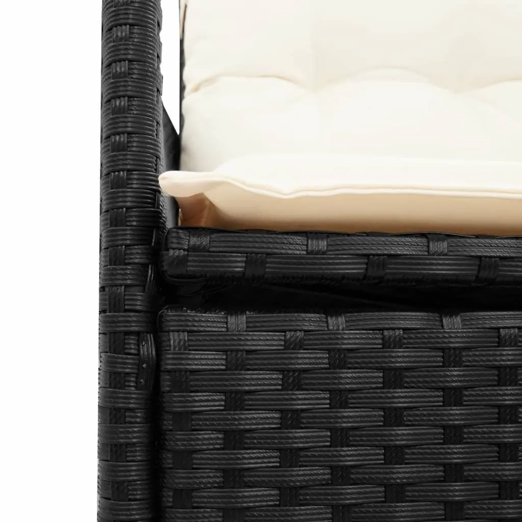 Bistro Set 3 Piece Outdoor Furniture PE Rattan Adjustable Backrest Cushions