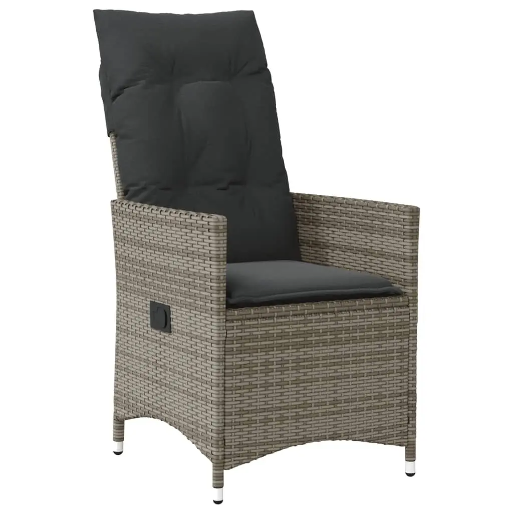Outdoor Bistro Set 3 Piece Garden Furniture with Cushions Grey Poly Rattan
