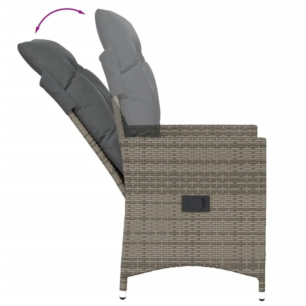 Outdoor Bistro Set 3 Piece Garden Furniture with Cushions Grey Poly Rattan