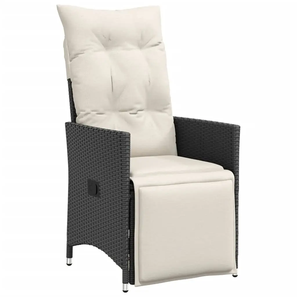 Reclining Garden Chairs 2 pcs Outdoor Seating with Cushions Black Poly Rattan