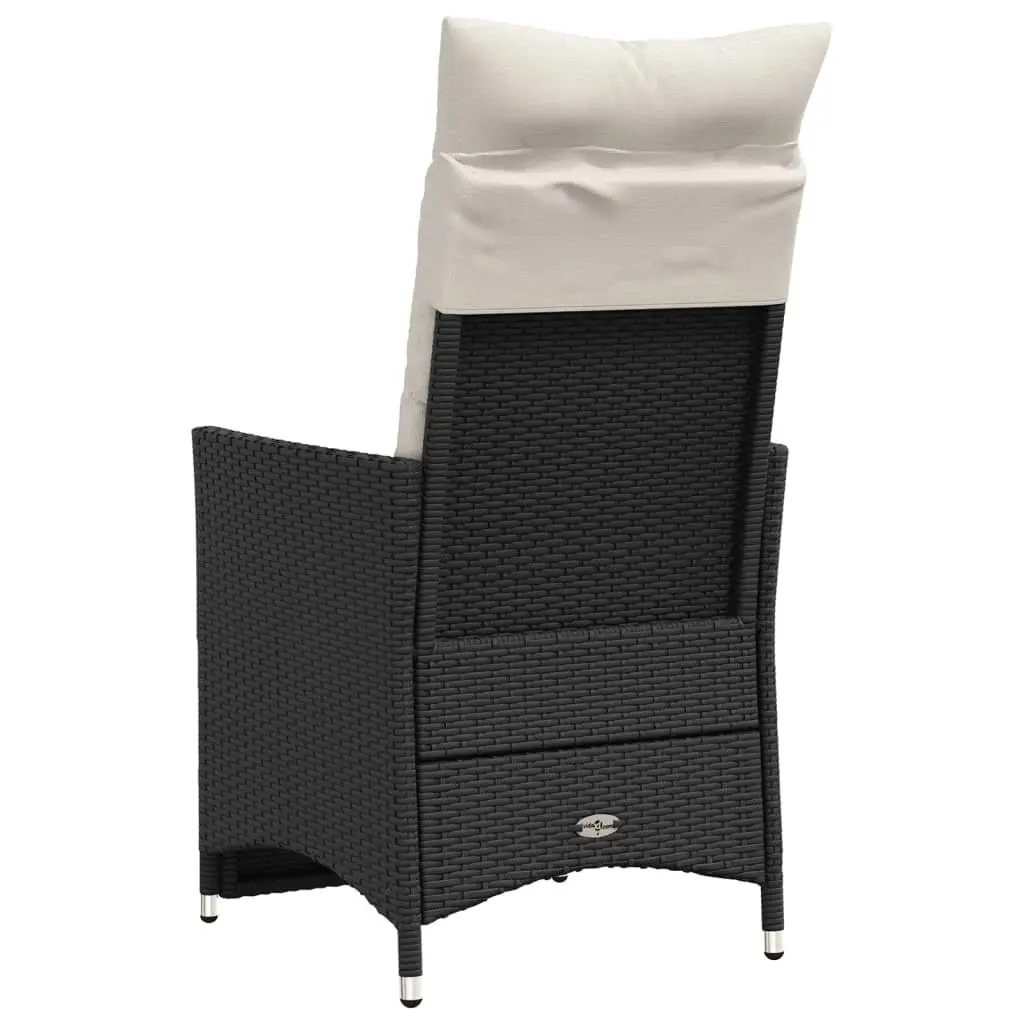 Reclining Garden Chairs 2 pcs Outdoor Seating with Cushions Black Poly Rattan