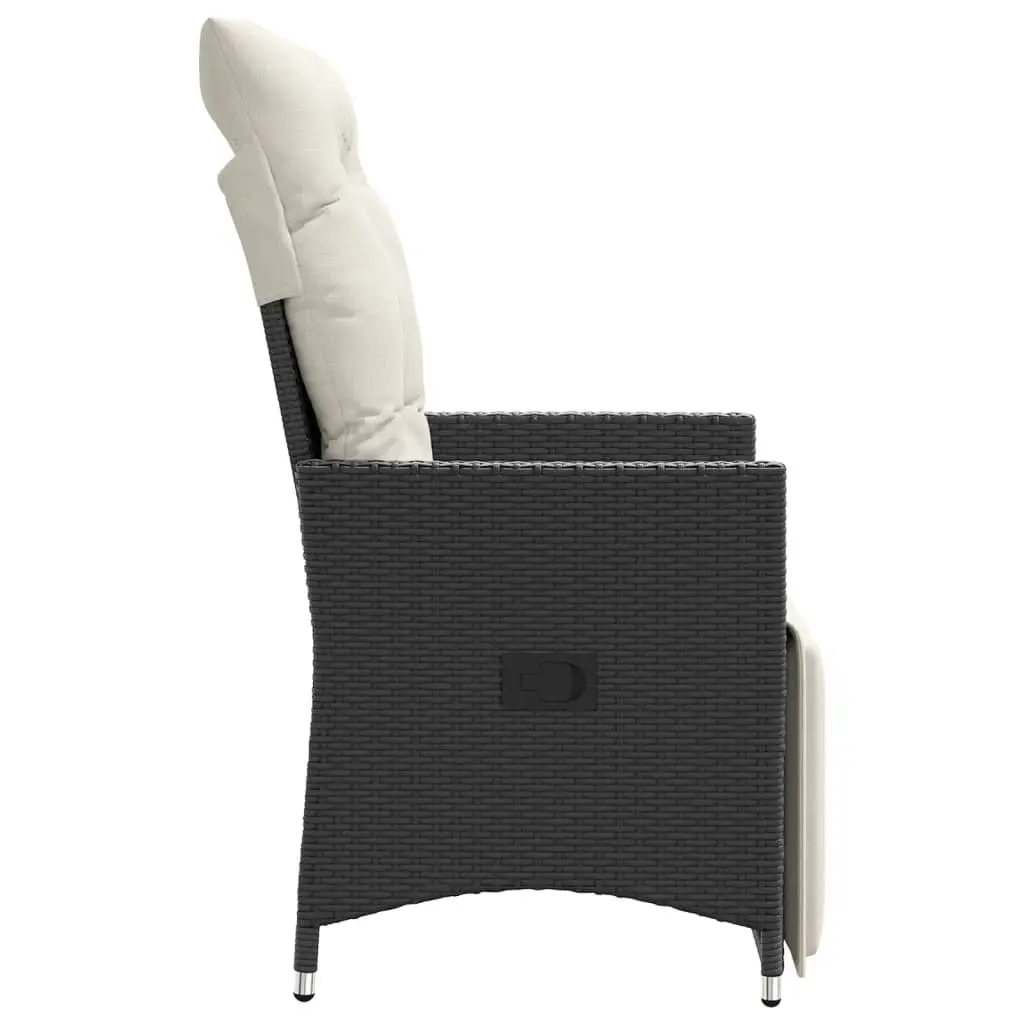 Reclining Garden Chairs 2 pcs Outdoor Seating with Cushions Black Poly Rattan