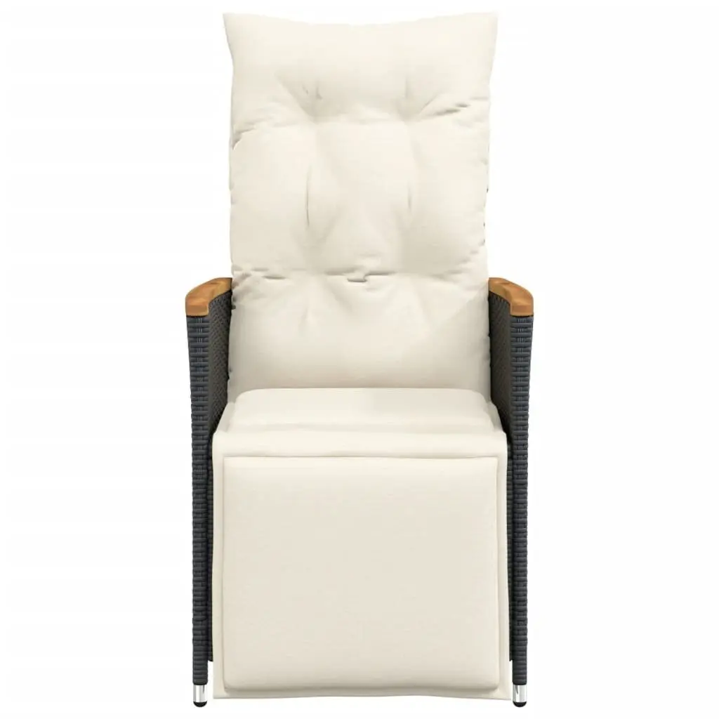 Reclining Garden Chairs Adjustable Black 2 Piece with Cushions Outdoor Seating