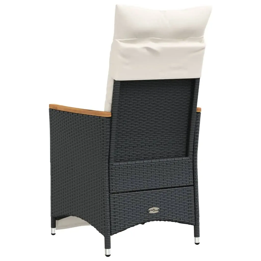 Reclining Garden Chairs Adjustable Black 2 Piece with Cushions Outdoor Seating