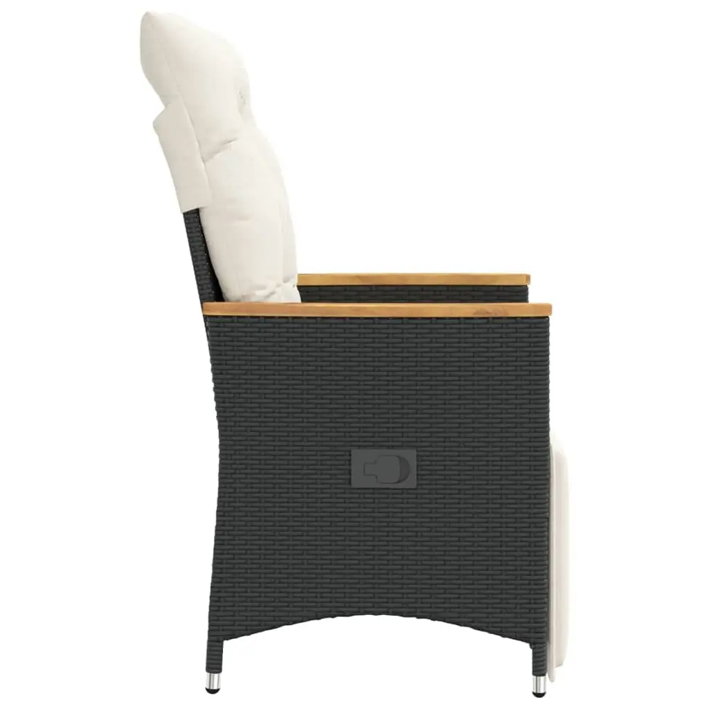 Reclining Garden Chairs Adjustable Black 2 Piece with Cushions Outdoor Seating