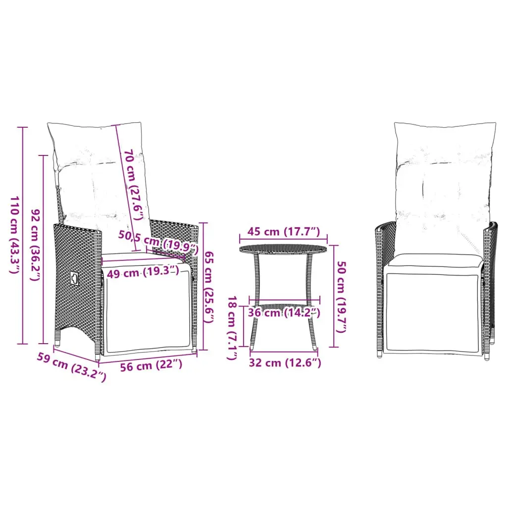 3 Piece Bistro Set