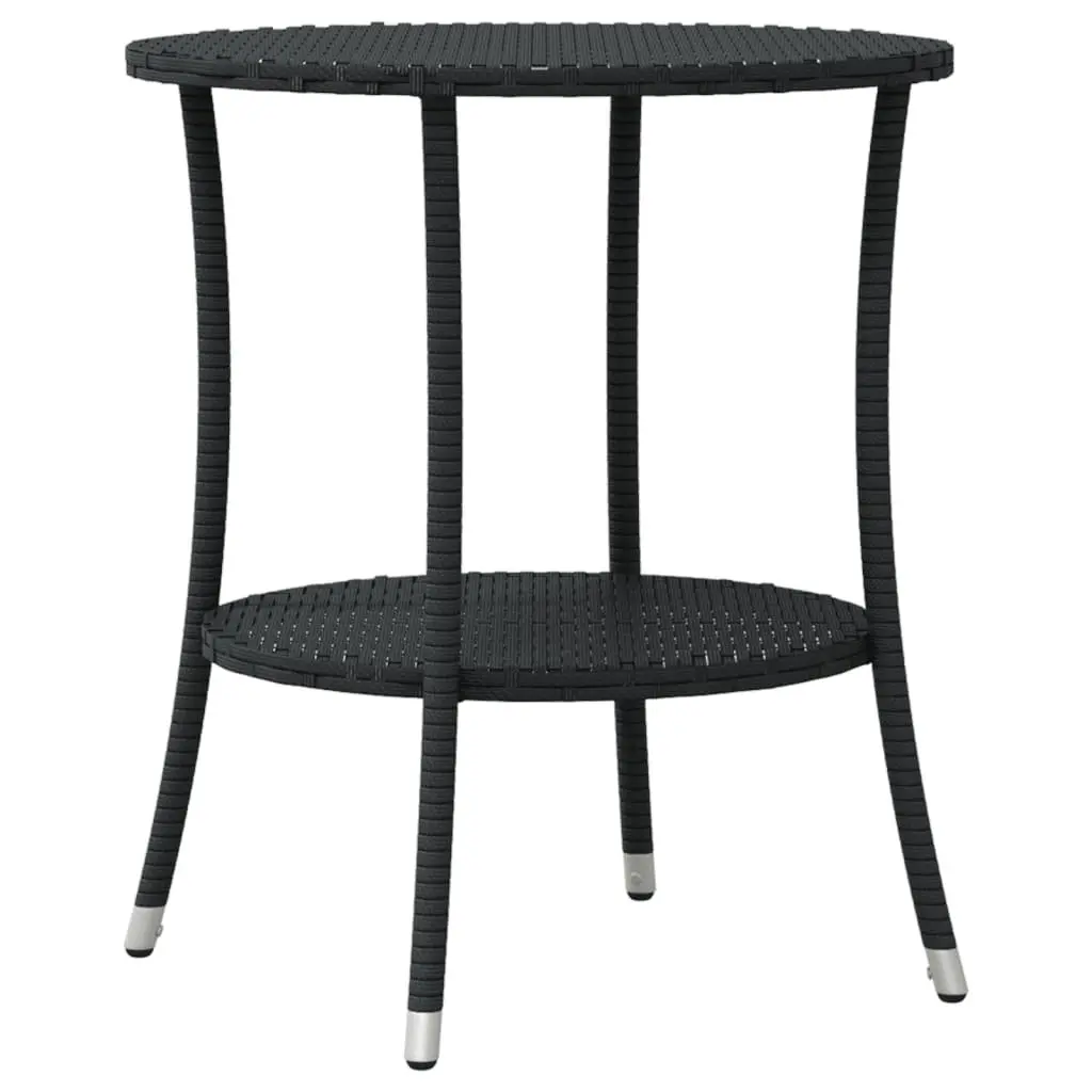 Bistro Set Black Poly Rattan Outdoor Patio Furniture 3 Piece Adjustable Backrest Cushions