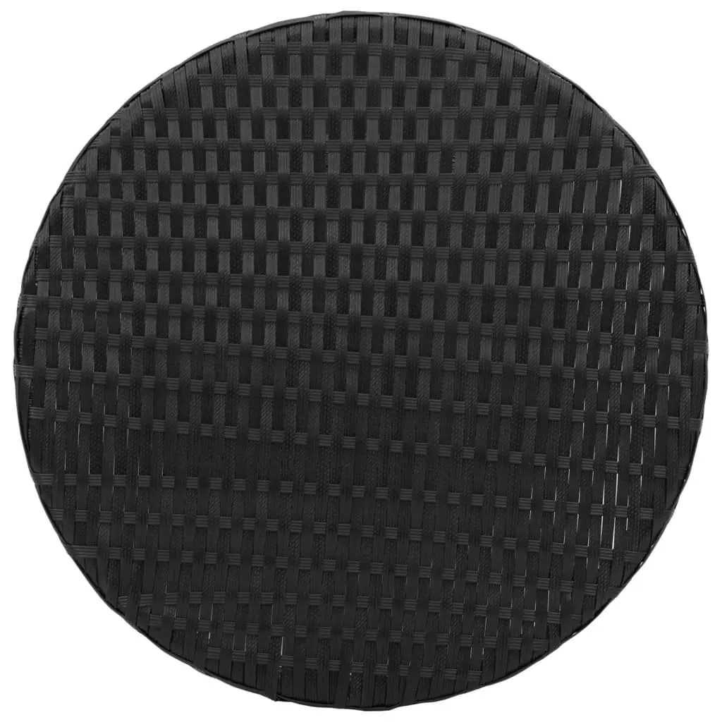 Bistro Set Black Poly Rattan Outdoor Patio Furniture 3 Piece Adjustable Backrest Cushions