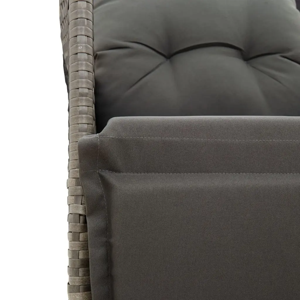Outdoor Bistro Set Grey Poly Rattan 3 Piece with Cushions