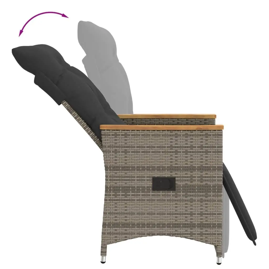 Outdoor Bistro Set Grey Poly Rattan 3 Piece with Cushions