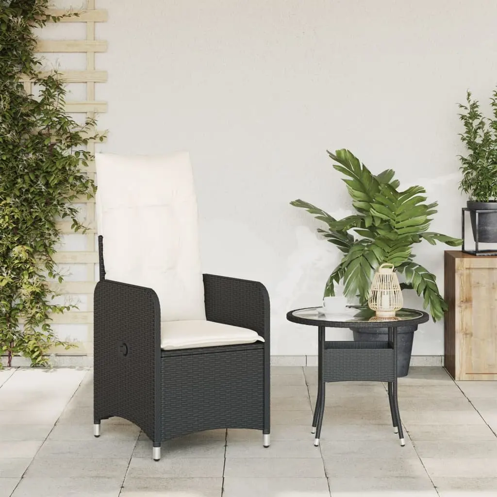 Outdoor Reclining Garden Chair Adjustable Backrest Black