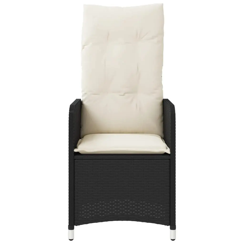 Outdoor Reclining Garden Chair Adjustable Backrest Black