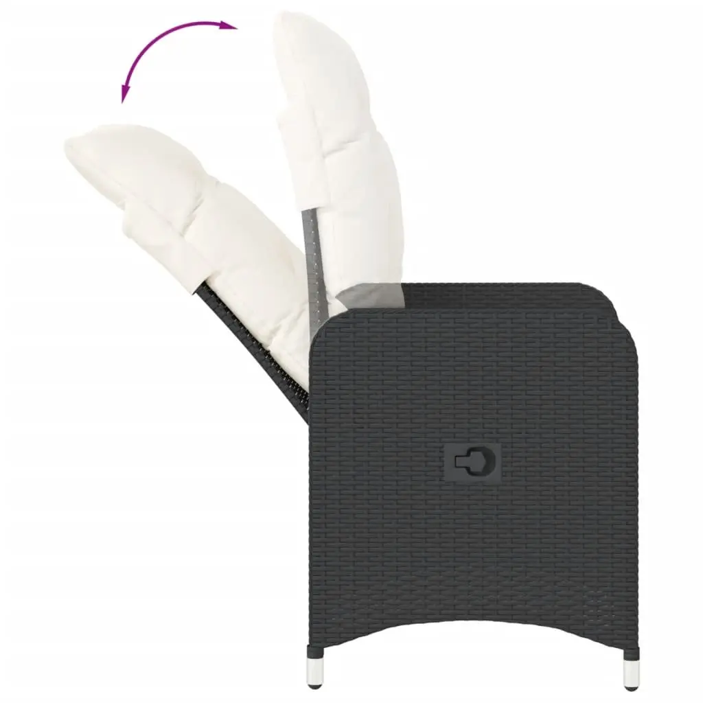 Outdoor Reclining Garden Chair Adjustable Backrest Black