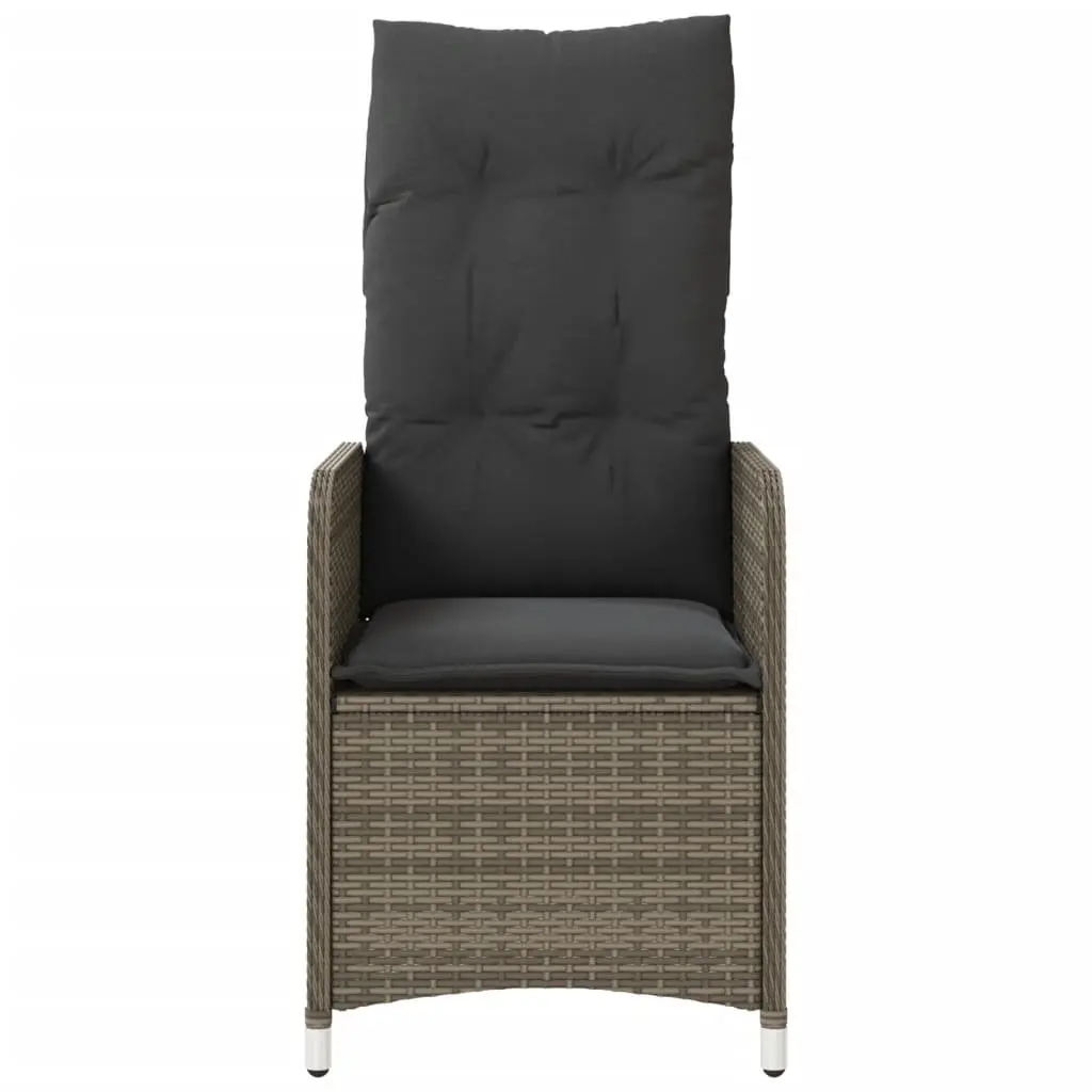 Reclining Garden Chair Adjustable Backrest Grey Cushions