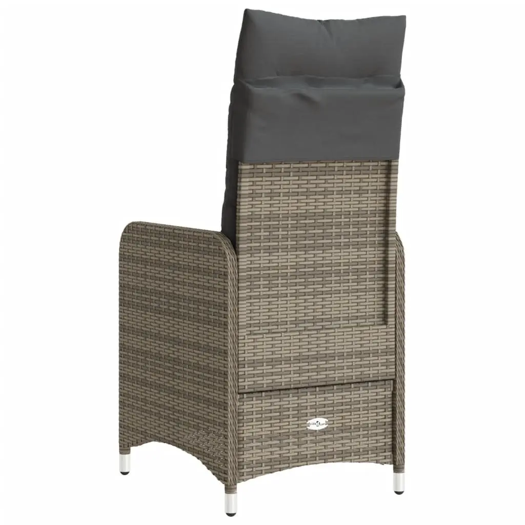 Reclining Garden Chair Adjustable Backrest Grey Cushions