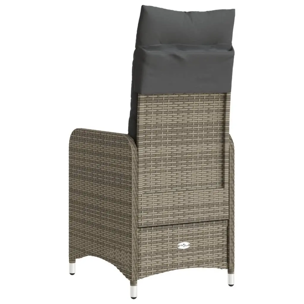 Outdoor Reclining Garden Chairs 2 Piece Set Grey Poly Rattan with Cushions