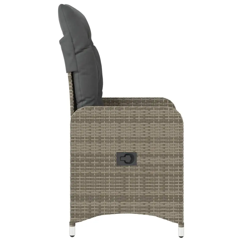 Outdoor Reclining Garden Chairs 2 Piece Set Grey Poly Rattan with Cushions