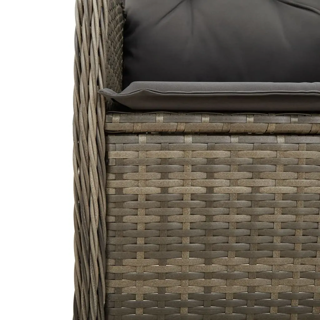 Outdoor Reclining Garden Chairs 2 Piece Set Grey Poly Rattan with Cushions