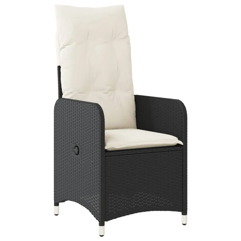 Reclining Garden Chairs Black Poly Rattan 2 Piece Set with Table